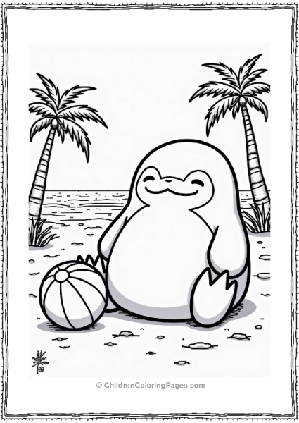 Snorlax Enjoying A Beach Day Free PDF Printable