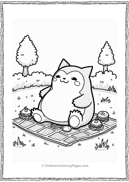 Snorlax Enjoying A Picnic Free PDF Printable