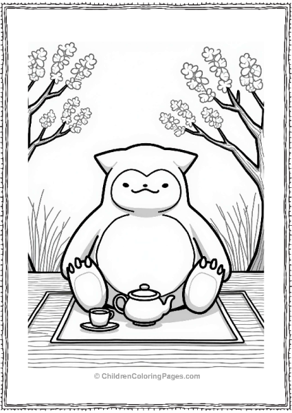 Snorlax Enjoying A Tea Ceremony Free PDF Printable