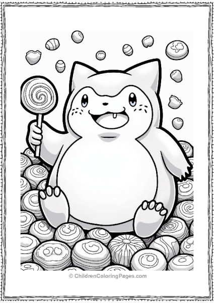 Snorlax Enjoying Candies And Sweets Free PDF Printable