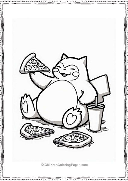 Snorlax Enjoying Pizza Party Free PDF Printable