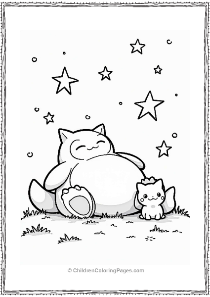 Snorlax Gazing At The Starry Sky Free PDF Printable