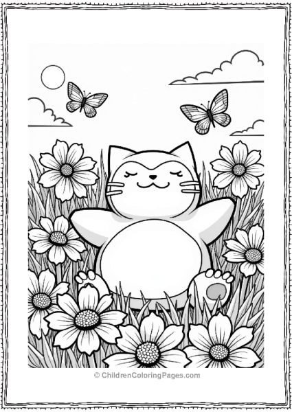 Snorlax In A Field Of Flowers Free PDF Printable