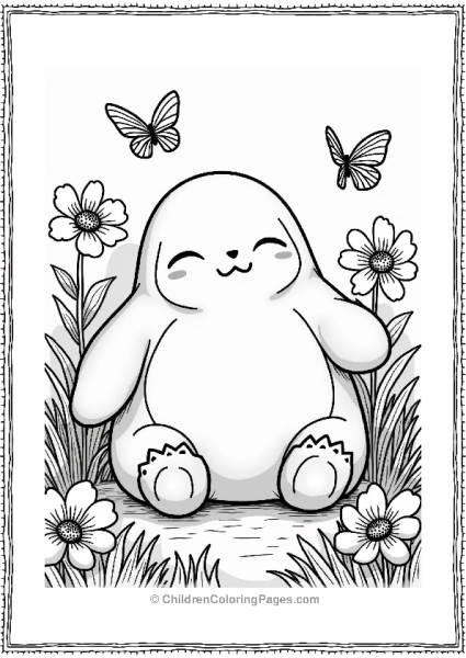 Snorlax In A Flower Garden Free PDF Printable