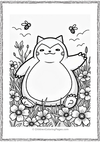 Snorlax In A Flower Meadow Free PDF Printable