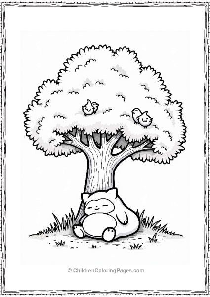 Snorlax Napping Under A Tree Free PDF Printable