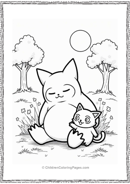 Snorlax Napping With Meowth Free PDF Printable