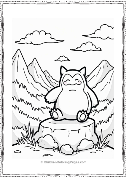 Snorlax On A Mountain Overlooking A Valley Free PDF Printable