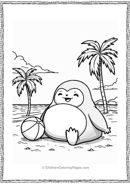 Snorlax On A Sunny Beach Free PDF Printable