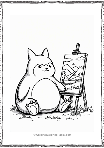 Snorlax Painting A Simple Landscape Free PDF Printable