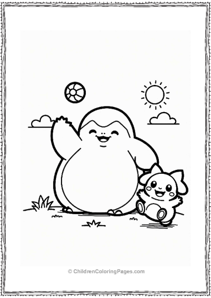 Snorlax Playing Fetch With Piplup Free PDF Printable