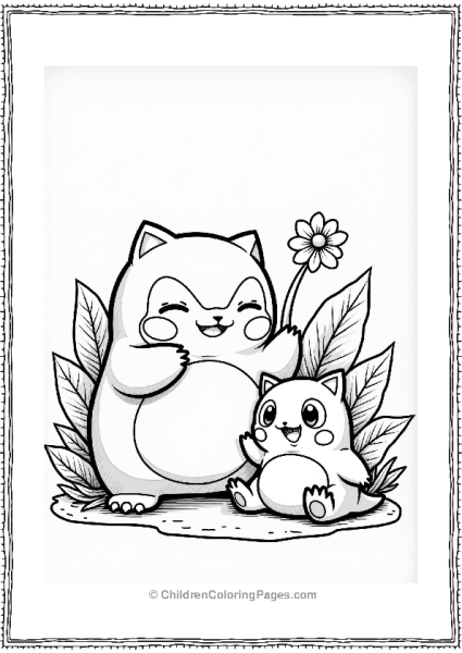 Snorlax Playing With A Caterpie Free PDF Printable
