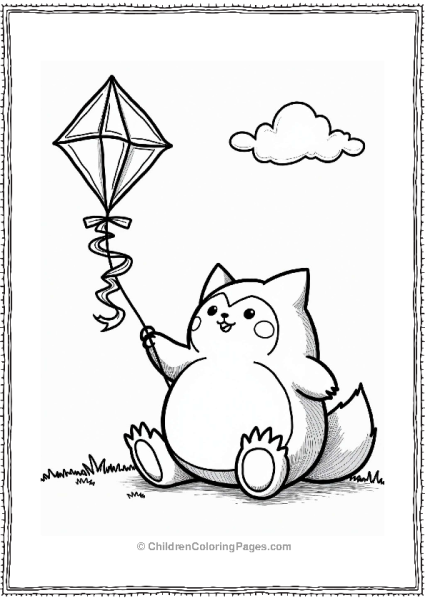 Snorlax Playing With A Kite Free PDF Printable