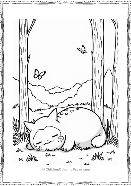 Snorlax Relaxing In A Forest Free PDF Printable