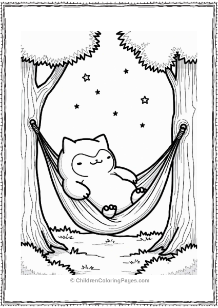 Snorlax Relaxing In A Hammock Free PDF Printable
