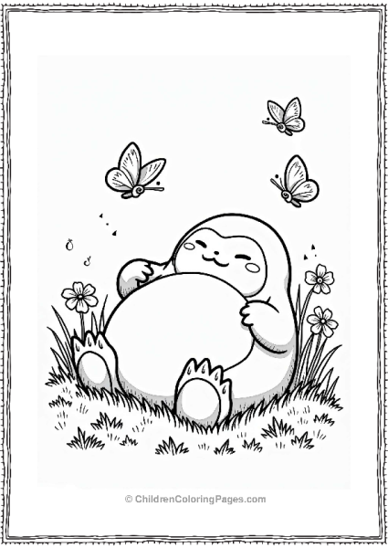 Snorlax Relaxing In A Meadow Free PDF Printable