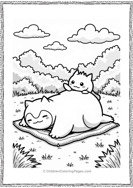 Snorlax Relaxing In A Sunny Park Free PDF Printable