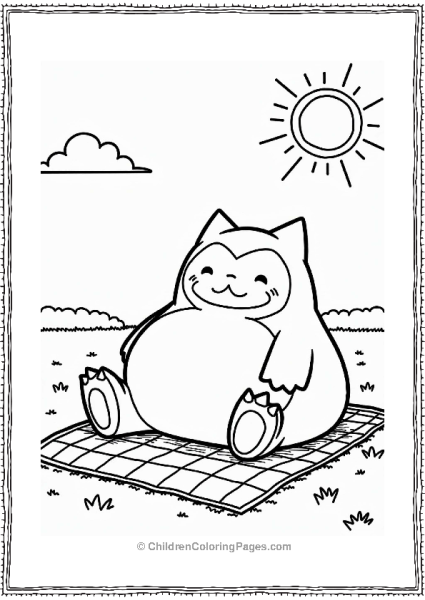 Snorlax Relaxing On A Picnic Blanket Free PDF Printable