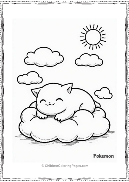 Snorlax Resting On A Cloud Free PDF Printable
