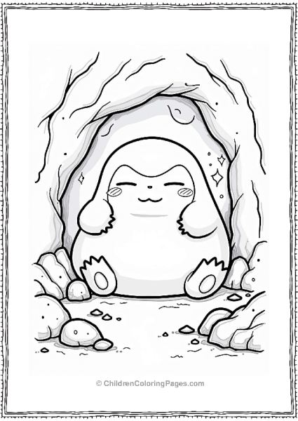 Snorlax Sleeping In A Cozy Cave Free PDF Printable