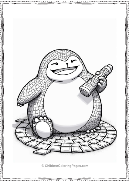 Snorlax Working On A Mosaic Free PDF Printable