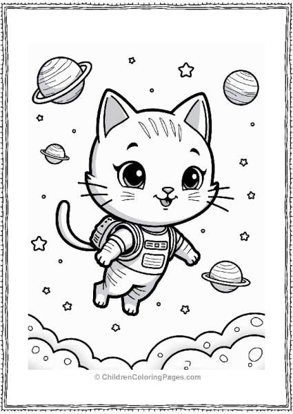 Space Cat With Jetpack In Y2K Theme Free PDF Printable