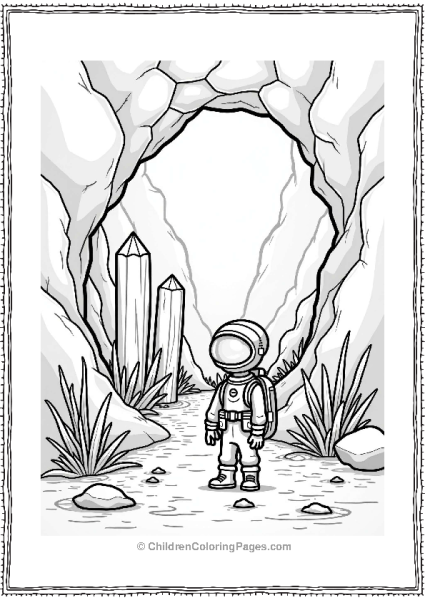 Space Explorer In A Crystal Cave Free PDF Printable