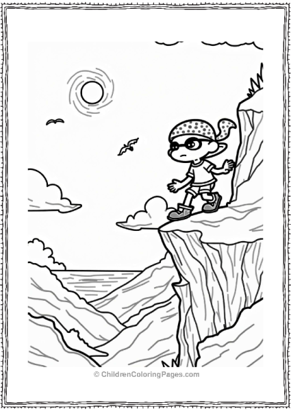 Splatoon Character Climbing A Steep Cliff Free PDF Printable