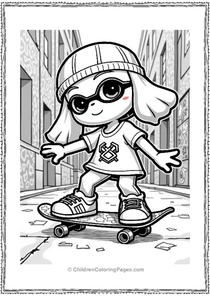 Splatoon Character On Skateboard Free PDF Printable