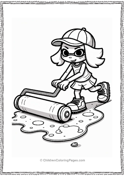 Splatoon Ink Roller Coloring Page Free PDF Printable
