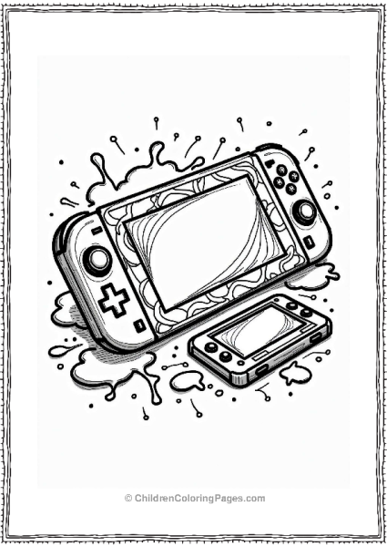 Splatoon Themed Gaming Console Illustration Free PDF Printable