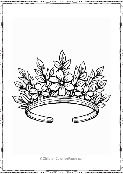 Spring Flower Crown Coloring Page Free PDF Printable