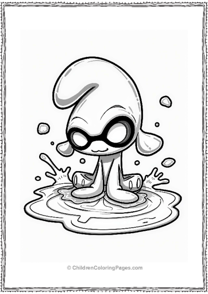Squid Character Playing In Ink Free PDF Printable