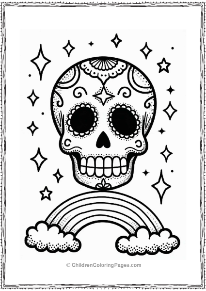 Sugar Skull Above A Rainbow Free PDF Printable