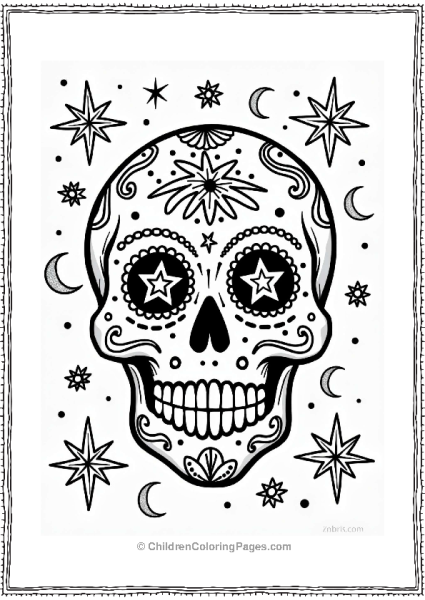 Sugar Skull Among Stars And Moons Free PDF Printable