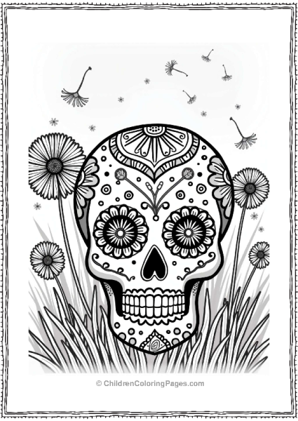 Sugar Skull And Dandelions Free PDF Printable