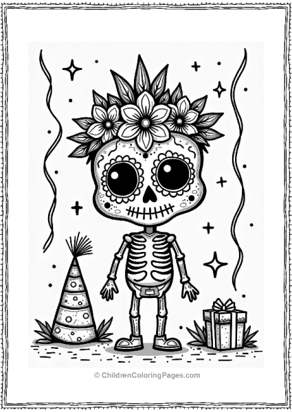 Sugar Skull Celebration With Pinata Free PDF Printable