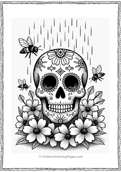 Sugar Skull In A Blooming Garden Free PDF Printable