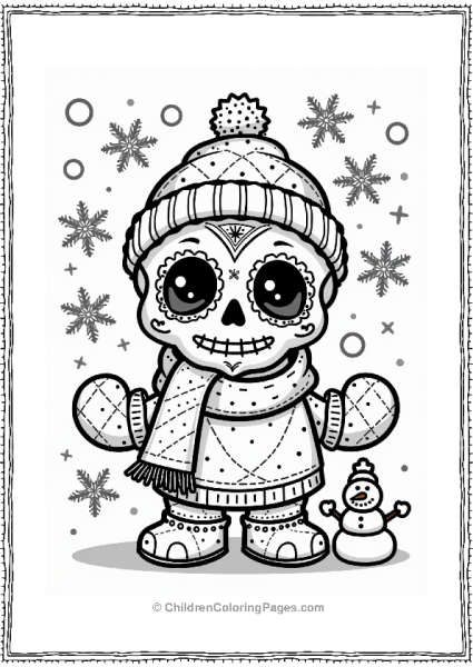 Sugar Skull In A Winter Scene Free PDF Printable