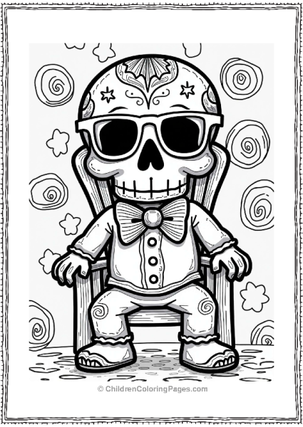 Sugar Skull With Bowtie Free PDF Printable