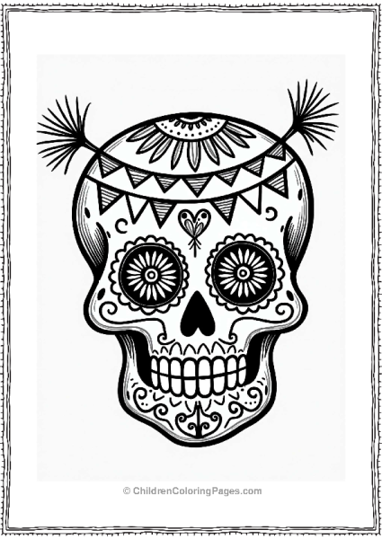 Sugar Skull With Festive Banners Free PDF Printable