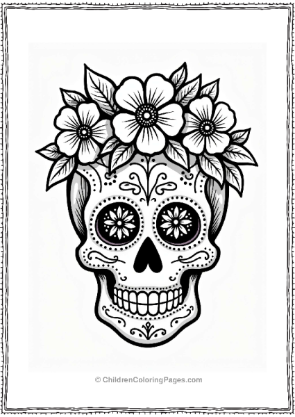 Sugar Skull With Floral Crown Free PDF Printable