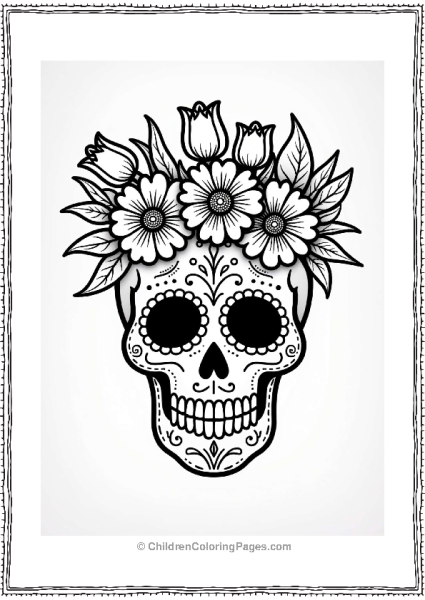 Sugar Skull With Flower Crown Free PDF Printable