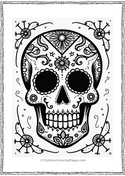 Sugar Skull With Geometric Patterns Free PDF Printable