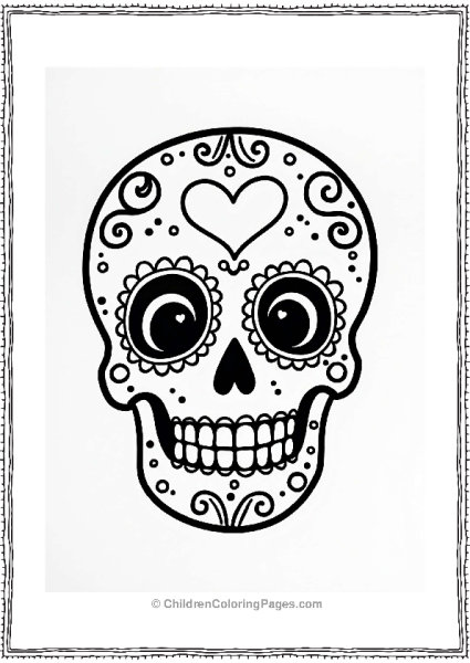 Sugar Skull With Heart And Patterns Free PDF Printable