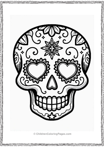 Sugar Skull With Heart Eyes Free PDF Printable