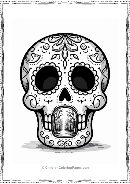 Sugar Skull With Hidden Forest Scene Free PDF Printable