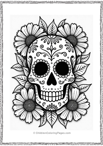 Sugar Skull With Marigolds Free PDF Printable