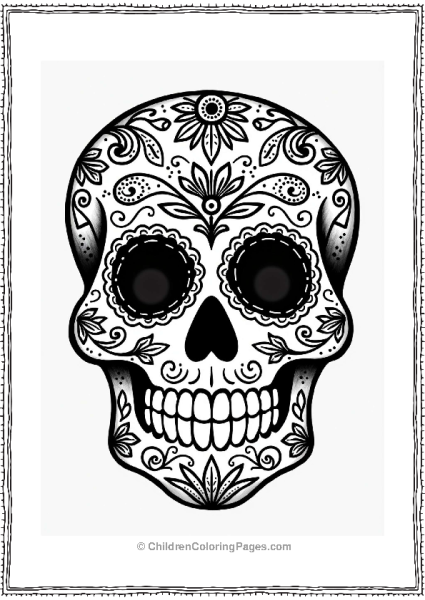 Sugar Skull With Paisley Designs Free PDF Printable