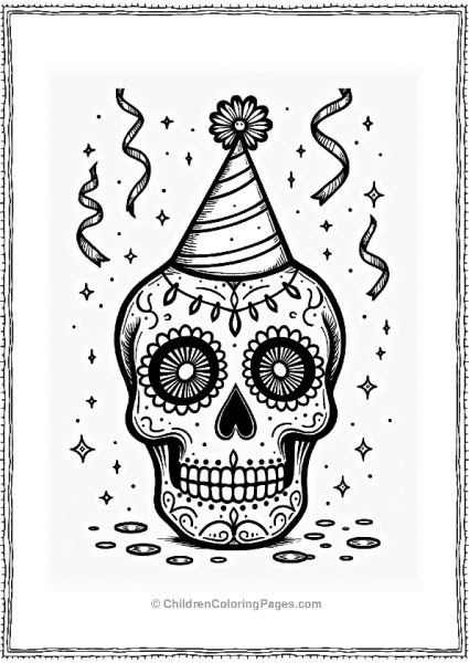 Sugar Skull With Party Hat Free PDF Printable